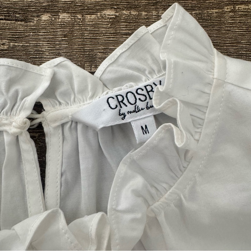 CROSBY by Mollie Burch White High Neck Blakely Blouse medium - Picture 3 of 11